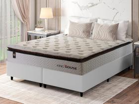Conjunto Cama Box c/ Molas Ensacadas New York Branco Queen 158x198x73 Conjunto Cama Box c/ Molas Ensacadas New York Branco Queen 158x198x73