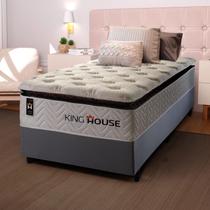 Conjunto Cama Box c/ Molas Ensacadas New York Branco Solteiro 96x203x73 Conjunto Cama Box c/ Molas Ensacadas New York Branco Solteiro 96x203x73