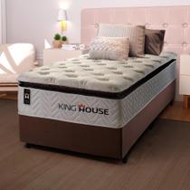 Conjunto Cama Box c/ Molas Ensacadas New York Branco Solteiro 96x203x73