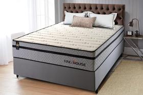 Conjunto Cama Box c/ Molas Ensacadas Preston Cinza Casal 138x188x71