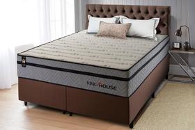 Conjunto Cama Box c/ Molas Ensacadas Preston Cinza King 193x203x71 Conjunto Cama Box c/ Molas Ensacadas Preston Cinza King 193x203x71