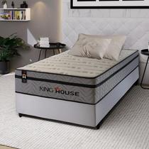 Conjunto Cama Box c/ Molas Ensacadas Preston Cinza Solteiro 88x188x71