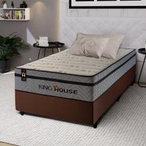 Conjunto Cama Box c/ Molas Ensacadas Preston Cinza Solteiro 96x203x71