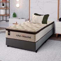 Conjunto Cama Box c/ Molas Ensacadas Quartzo Marrom Solteiro 96x203x71 Conjunto Cama Box c/ Molas Ensacadas Quartzo Marrom Solteiro 96x203x71