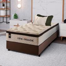 Conjunto Cama Box c/ Molas Ensacadas Quartzo Marrom Solteiro 96x203x71 Conjunto Cama Box c/ Molas Ensacadas Quartzo Marrom Solteiro 96x203x71