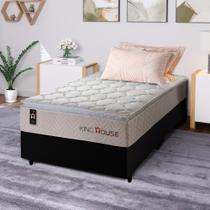 Conjunto Cama Box c/ Molas Ensacadas Roma Bege Solteiro 96x203x71