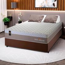 Conjunto Cama Box c/ Molas Ensacadas Sheffield Bege Casal 138x188x65 Conjunto Cama Box c/ Molas Ensacadas Sheffield Bege Casal 138x188x65