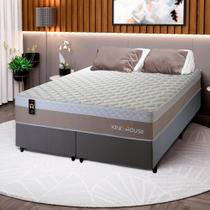 Conjunto Cama Box c/ Molas Ensacadas Sheffield Bege Queen 158x198x65