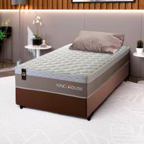 Conjunto Cama Box c/ Molas Ensacadas Sheffield Bege Solteiro 88x188x65