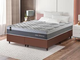 Conjunto Cama Box c/ Molas Ensacadas Sheffield Cinza King 193x203x65 - King House Conjunto Cama Box c/ Molas Ensacadas Sheffield Cinza King 193x203x65 - King House