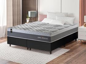 Conjunto Cama Box c/ Molas Ensacadas Sheffield Cinza King 193x203x65 - King House Conjunto Cama Box c/ Molas Ensacadas Sheffield Cinza King 193x203x65 - King House
