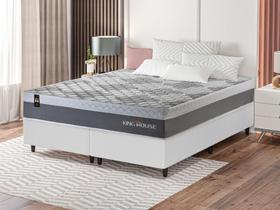 Conjunto Cama Box c/ Molas Ensacadas Sheffield Cinza King 193x203x65 - King House Conjunto Cama Box c/ Molas Ensacadas Sheffield Cinza King 193x203x65 - King House