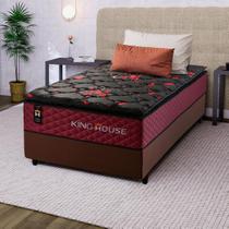 Conjunto Cama Box c/ Molas Ensacadas Toronto Vermelho Solteiro 88x188x66