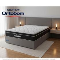 Conjunto Cama Box Casal 138x188 Suede Blindada com Colchão Ortobom Elegant Molas Ensacadas Superpocket