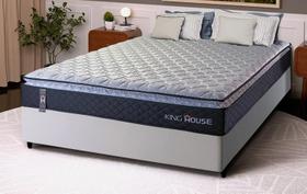 Conjunto Cama Box Casal Dakota Preto 138x188x57 Espuma D33