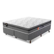 Conjunto Cama Box Casal Espuma D33 Chicago One Face 193x203 Cinza - King House