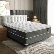 Conjunto Cama Box Casal New York 193x203x71 Grafite/Branco c/ Molas Ensacadas - King House