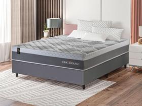 Conjunto Cama Box Casal Sheffield 138x188x65 Cinza c/ Molas Ensacadas