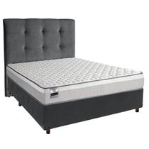 Conjunto Cama Box Cinza Casal + Colchão Molas Ensacadas Hanover Inducol + Cabeceira