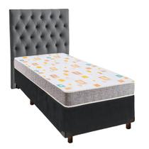 Conjunto Cama Box Cinza Solteiro + Colchão D20 D20 Inducol + Cabeceira Conjunto Cama Box Cinza Solteiro + Colchão D20 D20 Inducol + Cabeceira