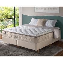 Conjunto Cama Box + Colchão King Confortable com Molas Ensacadas e Pillow Top193X203X73cm Cashmere Marrom - Megasul