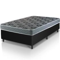 Conjunto Cama box de solteiro Hellen Proconfort colchão 100% Espuma D33 Cinza Preto