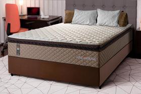 Conjunto Cama Box Espuma Atlanta Bege Casal 138x188x62