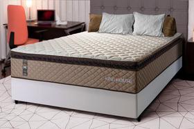 Conjunto Cama Box Espuma Atlanta Bege Casal 138x188x62