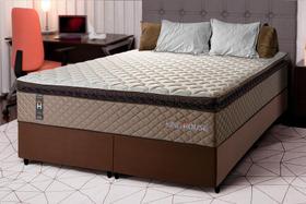 Conjunto Cama Box Espuma Atlanta Bege King 193x203x62