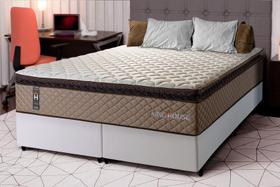 Conjunto Cama Box Espuma Atlanta Bege King 193x203x62