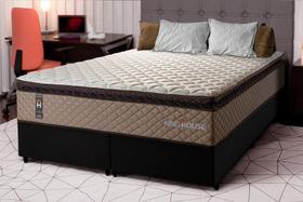Conjunto Cama Box Espuma Atlanta Bege Queen 158x198x62