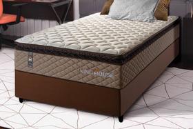 Conjunto Cama Box Espuma Atlanta Bege Solteiro 88x188x62