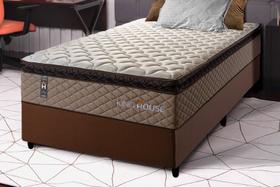 Conjunto Cama Box Espuma Atlanta Bege Solteiro 96x203x62