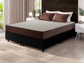 Conjunto Cama Box Espuma Atlanta Marrom Queen 158x198x62