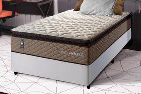 Conjunto Cama Box Espuma Atlanta Marrom Solteiro 96x203x62