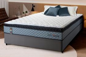 Conjunto Cama Box Espuma Chicago Cinza Casal 138x188x57