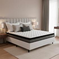 Conjunto Cama Box Espuma Chicago Cinza Casal 138x188x57 - King House Conjunto Cama Box Espuma Chicago Cinza Casal 138x188x57 - King House