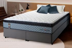 Conjunto Cama Box Espuma Chicago Cinza King 193x203x57 Conjunto Cama Box Espuma Chicago Cinza King 193x203x57