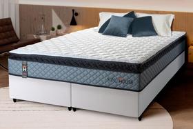 Conjunto Cama Box Espuma Chicago Cinza King 193x203x57