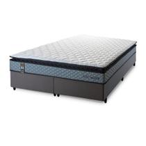 Conjunto Cama Box Espuma Chicago Cinza Queen 158x198x57 Conjunto Cama Box Espuma Chicago Cinza Queen 158x198x57