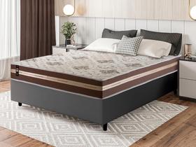 Conjunto Cama Box Espuma Espuma Chicago Marrom Casal 138x188x57