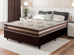 Conjunto Cama Box Espuma Espuma Chicago Marrom King 193x203x57