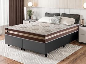 Conjunto Cama Box Espuma Espuma Chicago Marrom Queen 158x198x57 Conjunto Cama Box Espuma Espuma Chicago Marrom Queen 158x198x57