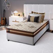 Conjunto Cama Box Espuma Espuma Chicago Marrom Solteiro 88x188x57 - King House