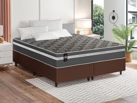 Conjunto Cama Box Espuma Miami Cinza King 193x203x62
