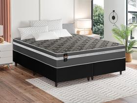 Conjunto Cama Box Espuma Miami Cinza King 193x203x62