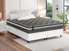 Conjunto Cama Box Espuma Miami Cinza King 193x203x62