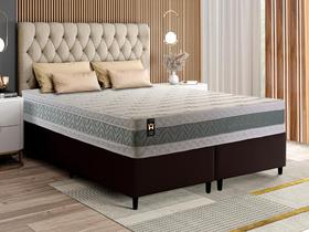 Conjunto Cama Box Espuma Oxford Verde King 193x203x67 Conjunto Cama Box Espuma Oxford Verde King 193x203x67