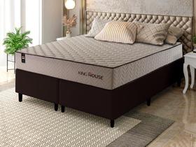 Conjunto Cama Box Espuma San Diego Bege King 193x203x67