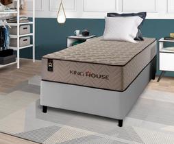 Conjunto Cama Box Espuma San Diego Bege Solteiro 88x188x67